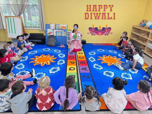 Childcare children in North Delta gather for a joyful Diwali storytime.