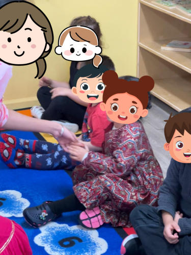 Children at North Delta childcare sharing festive Diwali traditions together.