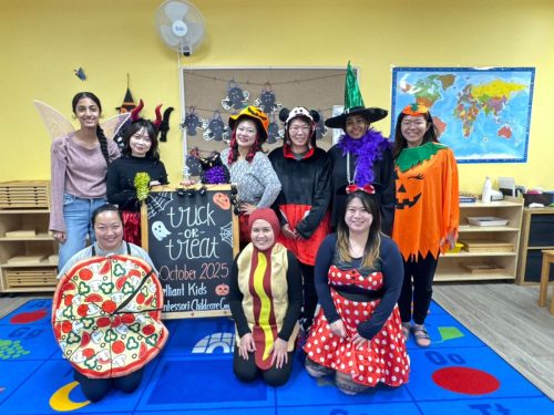 BKMCC teachers dressed in fun costumes for Halloween in North Delta.