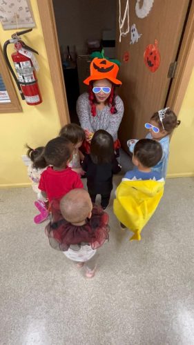 Children dressed in Halloween costumes trick or treat at BKMCC in North Delta.