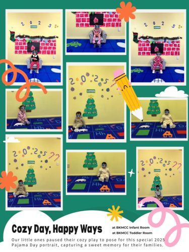 Students relaxing in a cozy armchair next to a holiday tree at BKMCC.